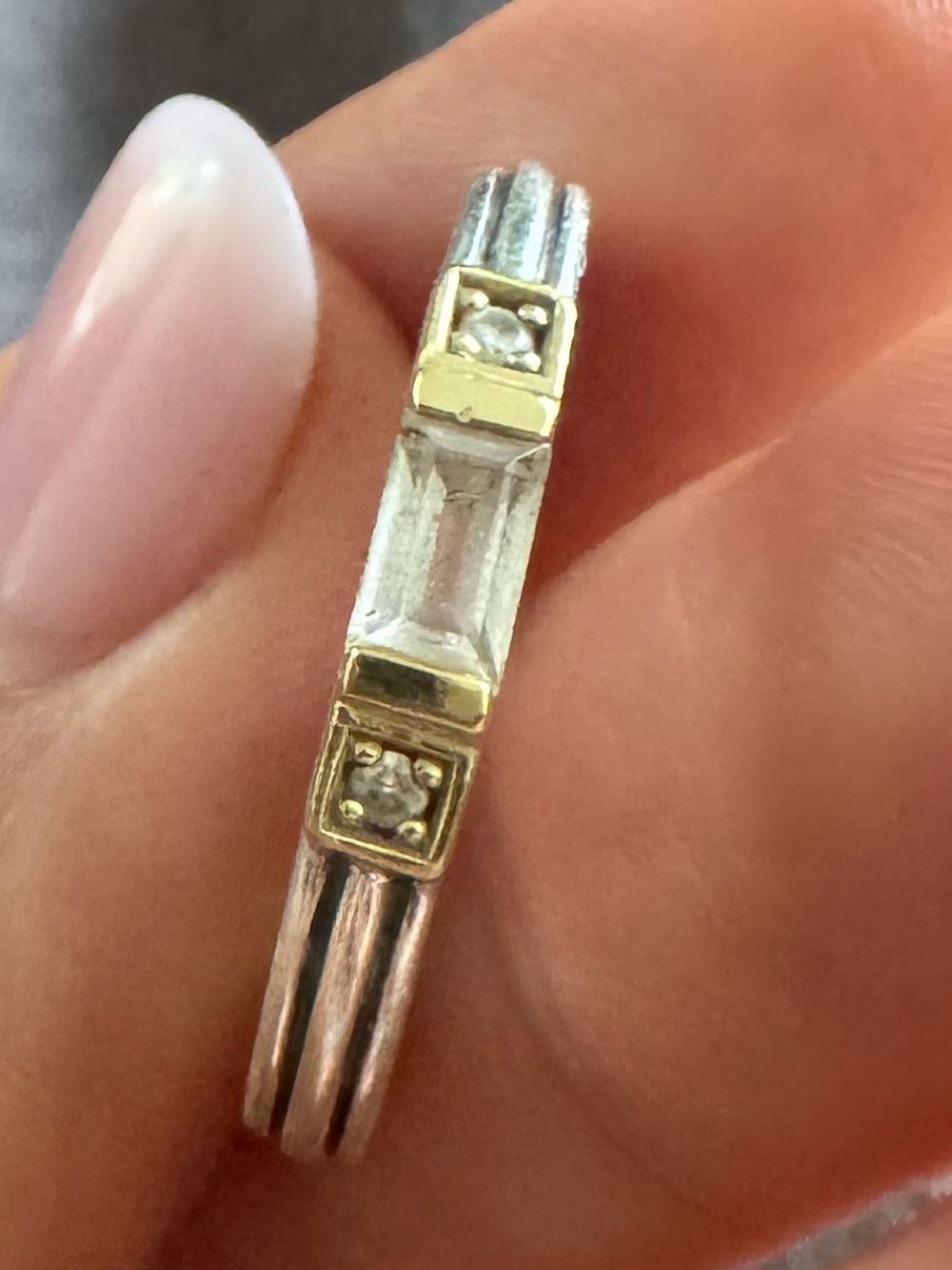 LAGOS Caviar Sterling Silver 18K Gold Gemstone Diamond Ring Size 8